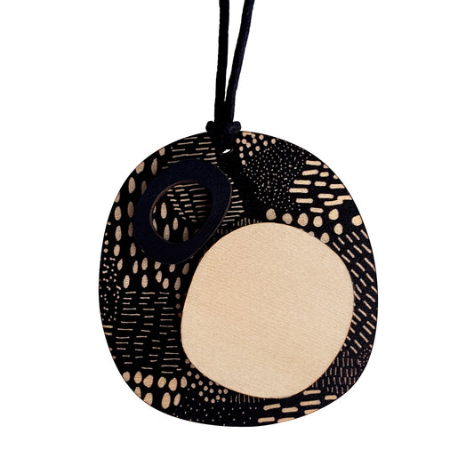 2 layer pendant in black and Night Garden pattern