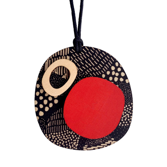 2 layer pendant in red and Night Garden pattern