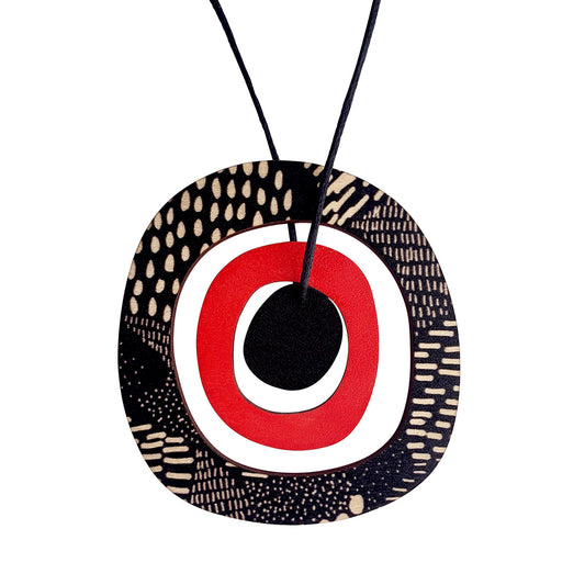 3 piece pendant in red and Night Garden pattern