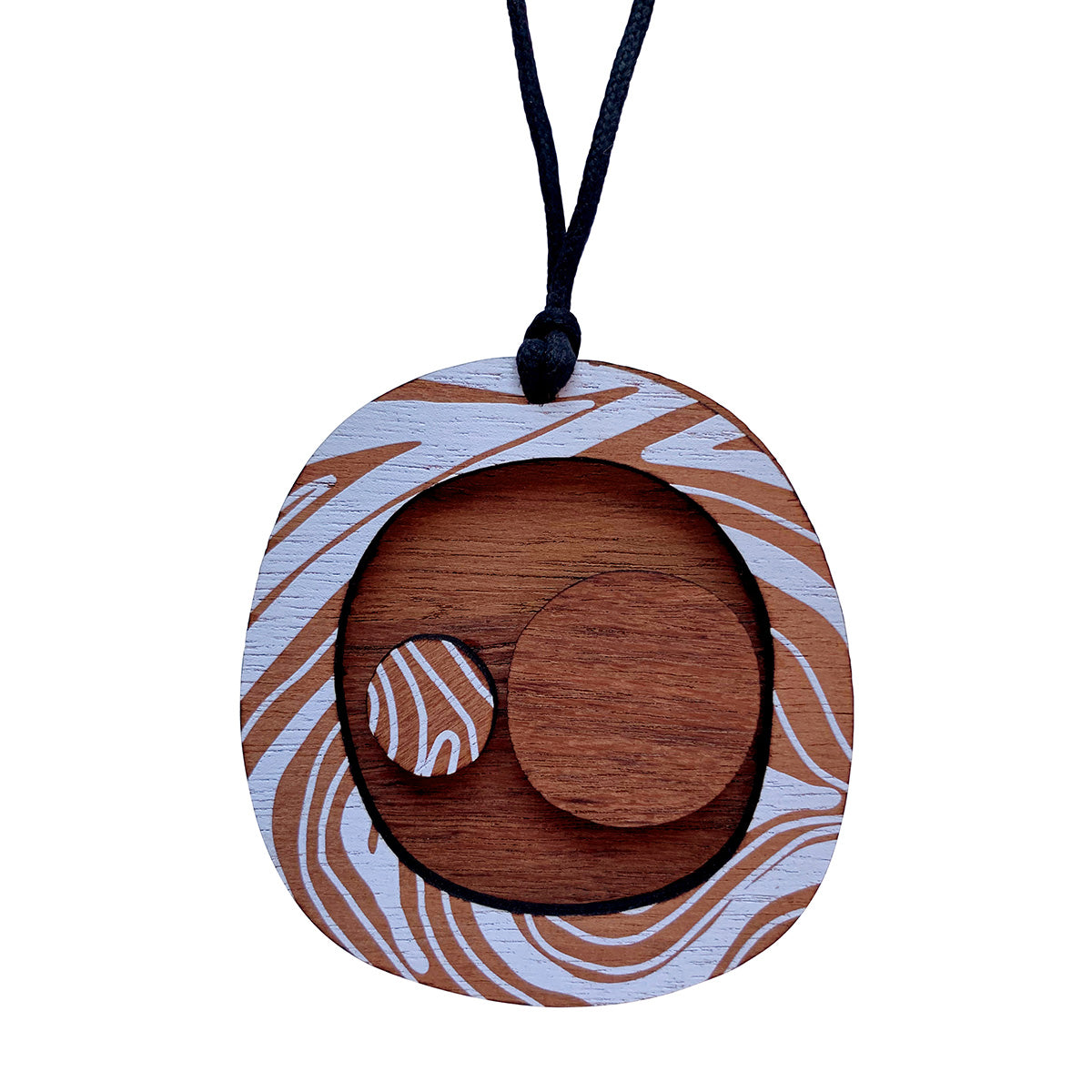 2 shapes pendant with thick Topographic Map pattern outline