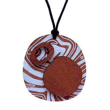 2 layered pendant with thick Topographic Map pattern outline