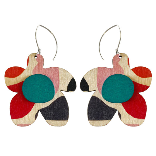 Abstract pattern flower earrings