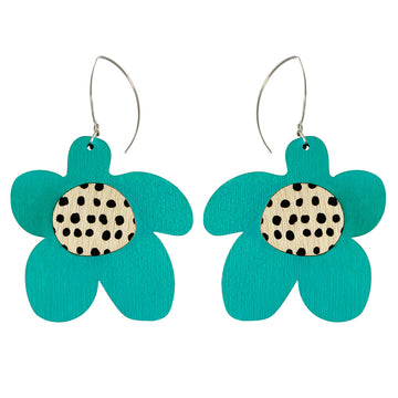 Aqua flower earrings