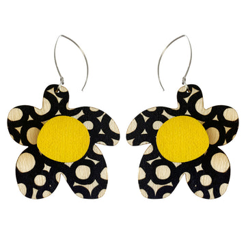 Circle pattern flower earrings