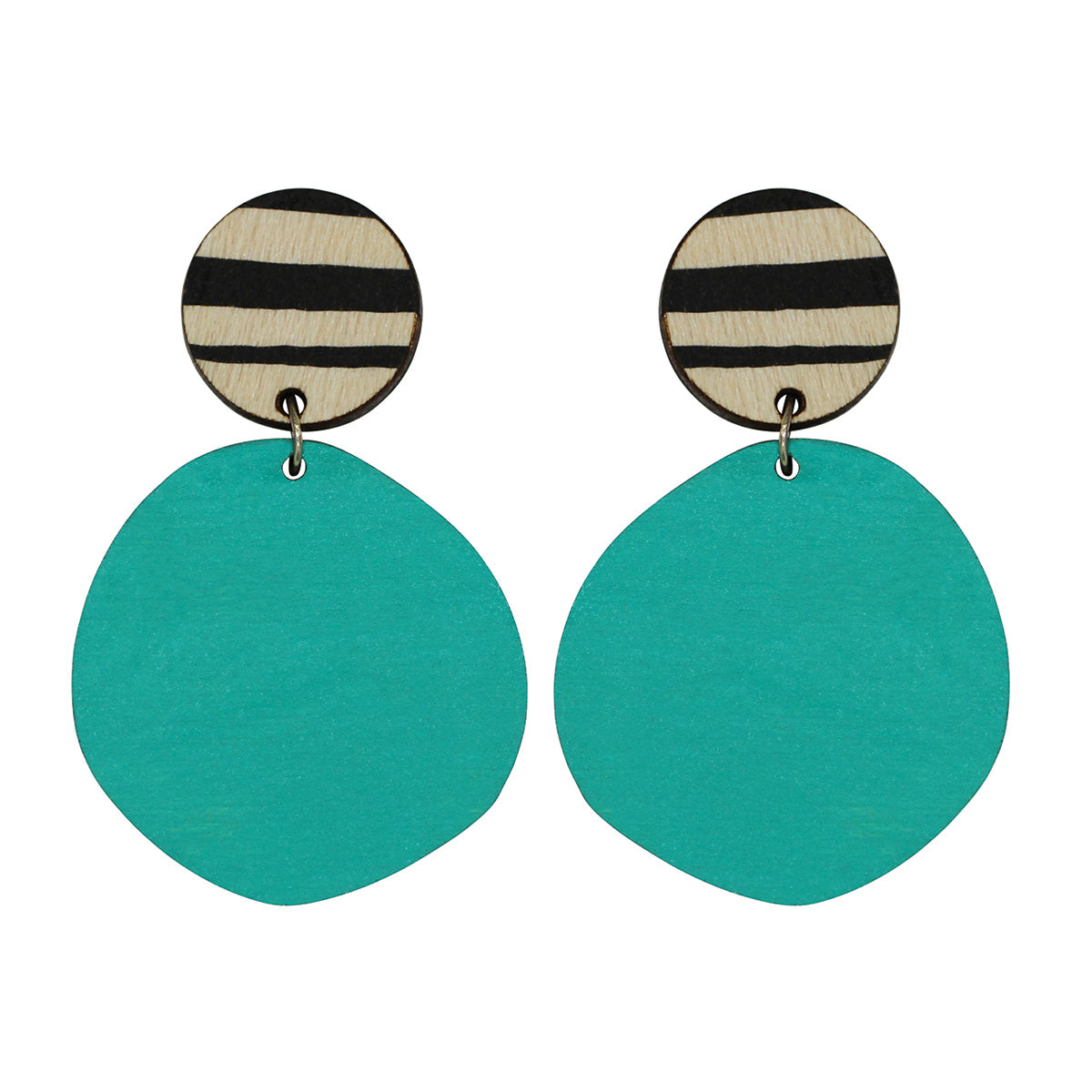 Retro statement earrings in aqua with thick lines
