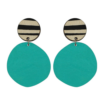 Retro statement earrings in aqua with thick lines
