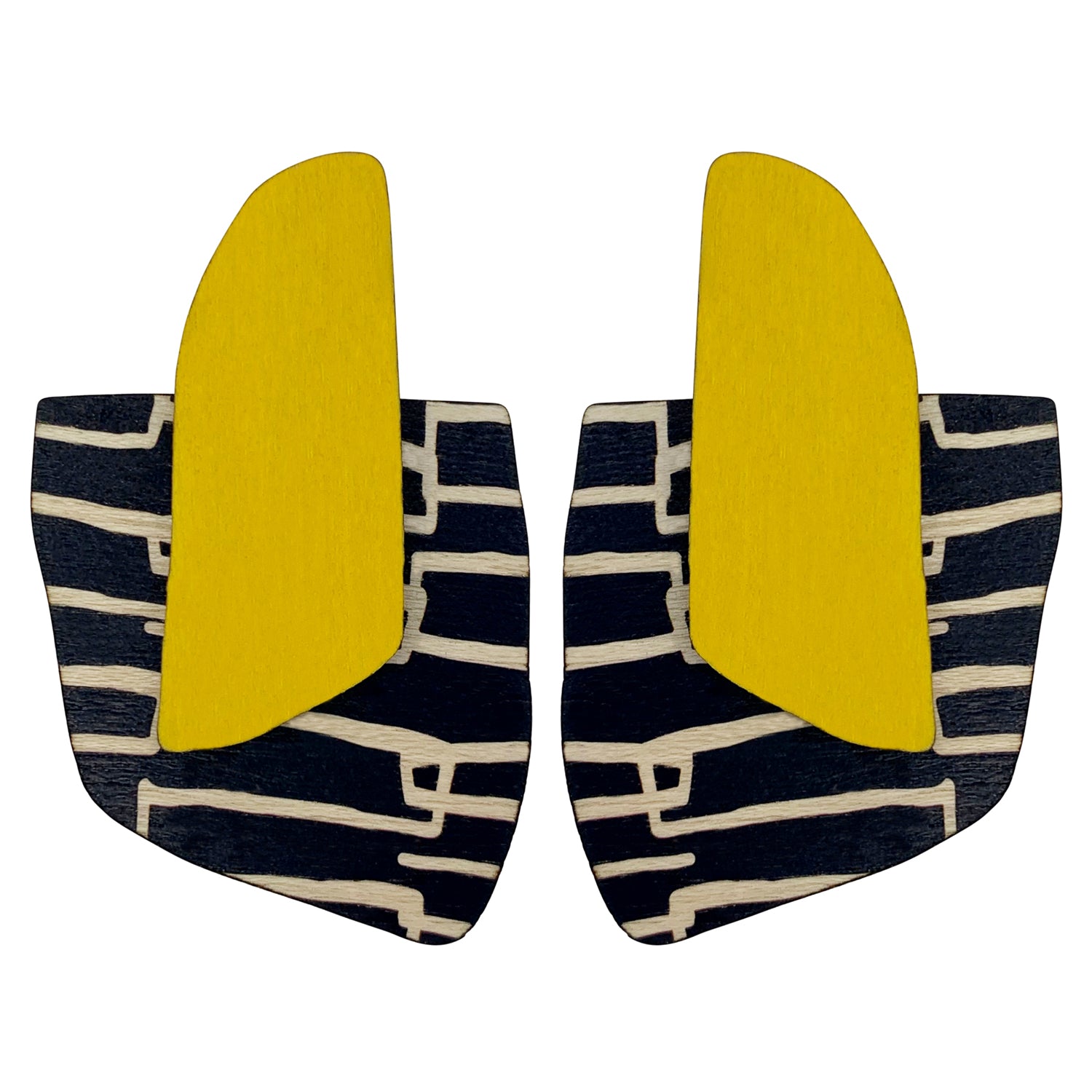 Yellow City pattern finger statement earrings
