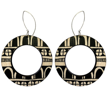 Doodle hoop wood earrings