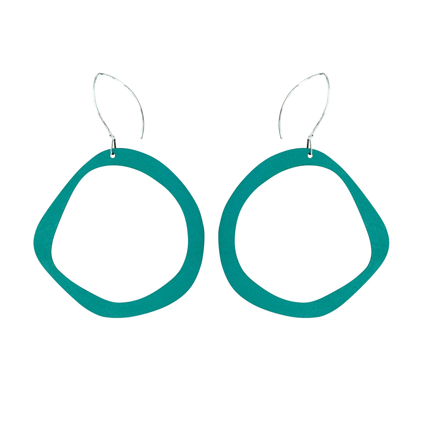 Retro hoop statement earrings in aqua