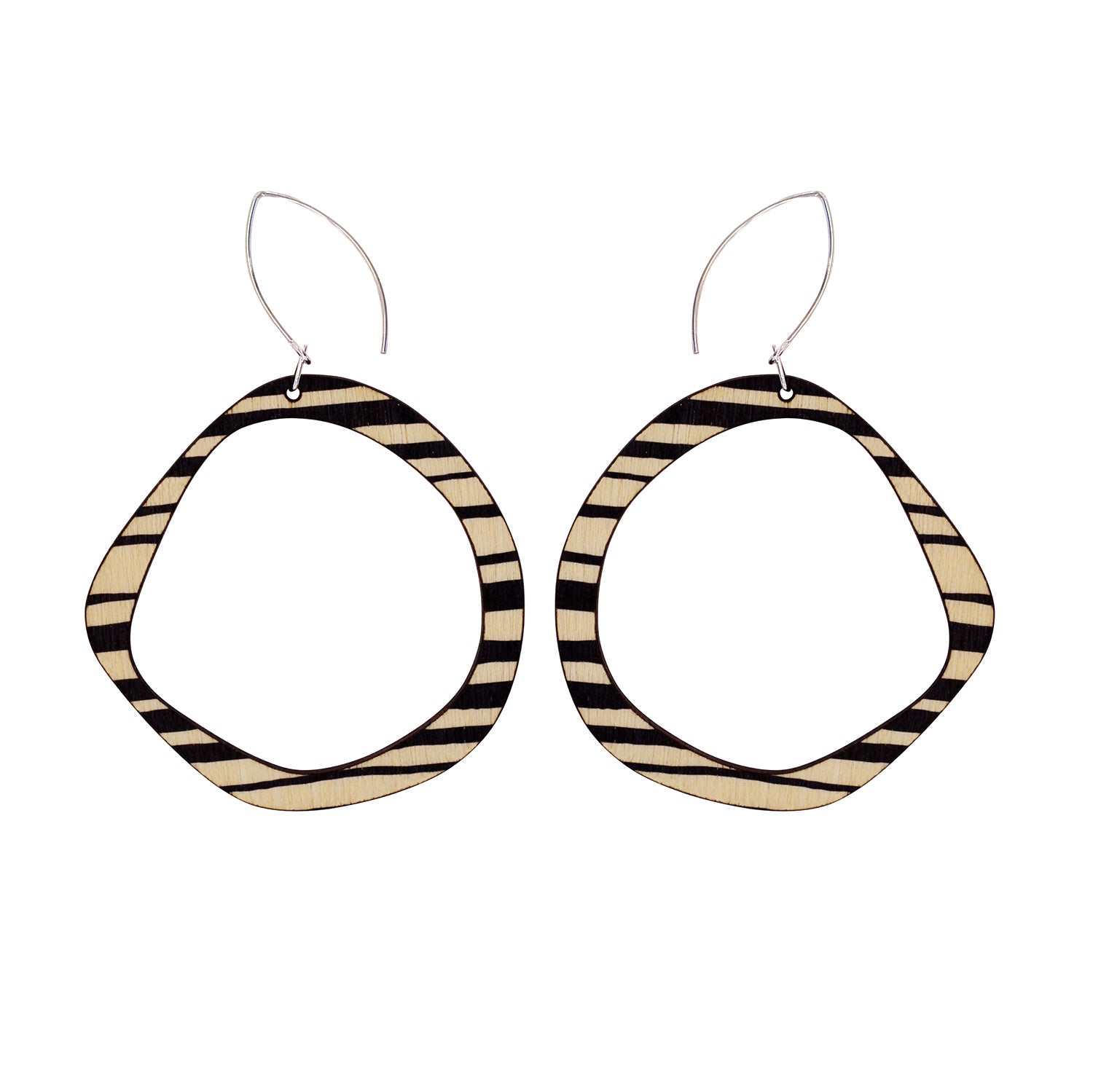 Retro hoop earrings in black stripes