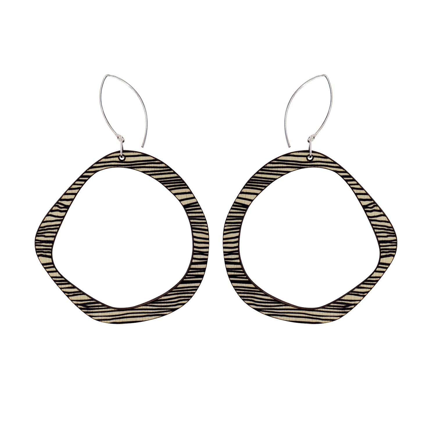 Retro earrings in thin black stripe
