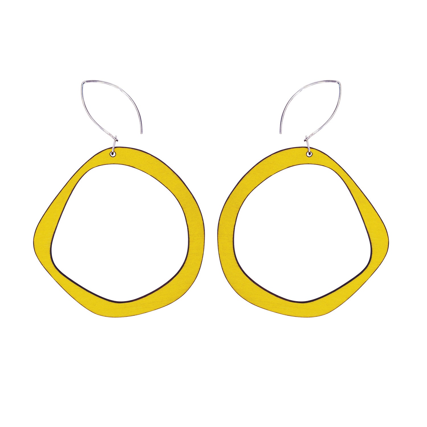 Retro hoop earrings in yellow