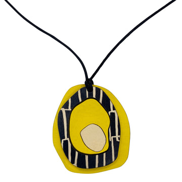 Yellow Pendant with city pattern