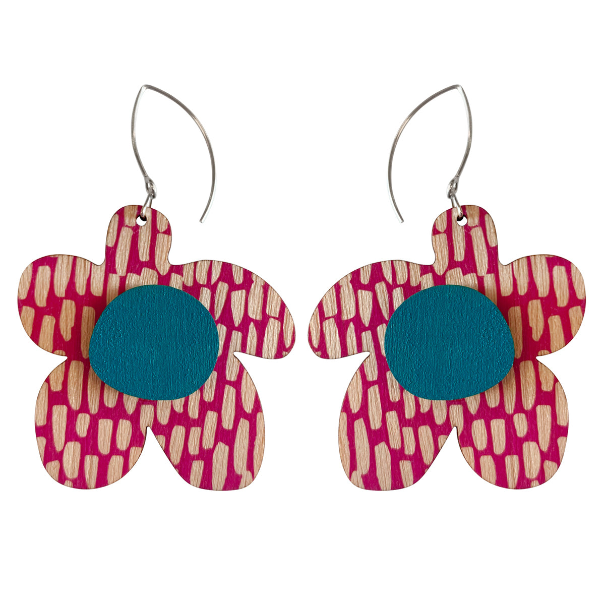 Pink pattern flower earrings