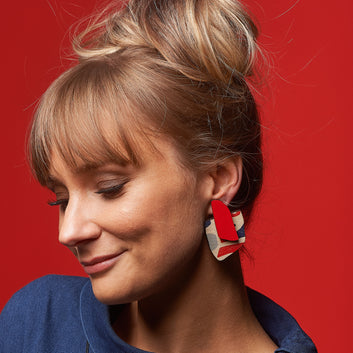 Red Abstract Finger statement earrings