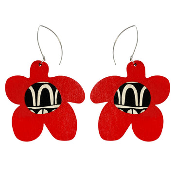 Red flower earrings