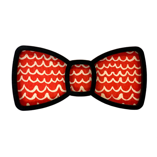 Clip on wooden bow tie in red