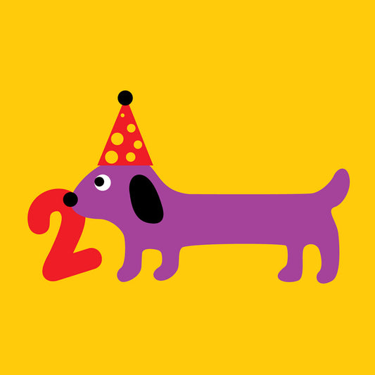 2 years old sausage dog Birthday card