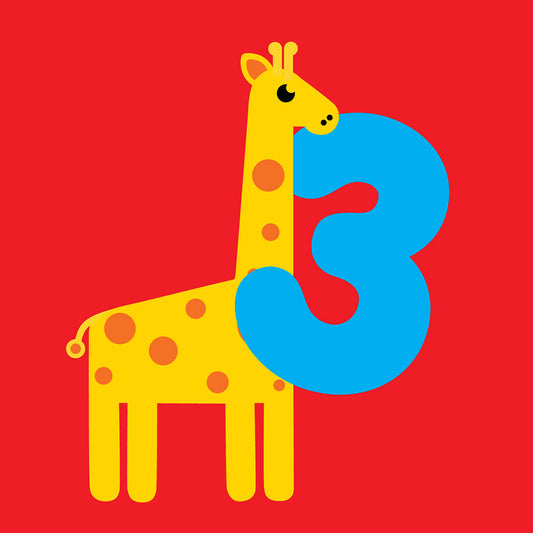 3 years old giraffe Birthday card