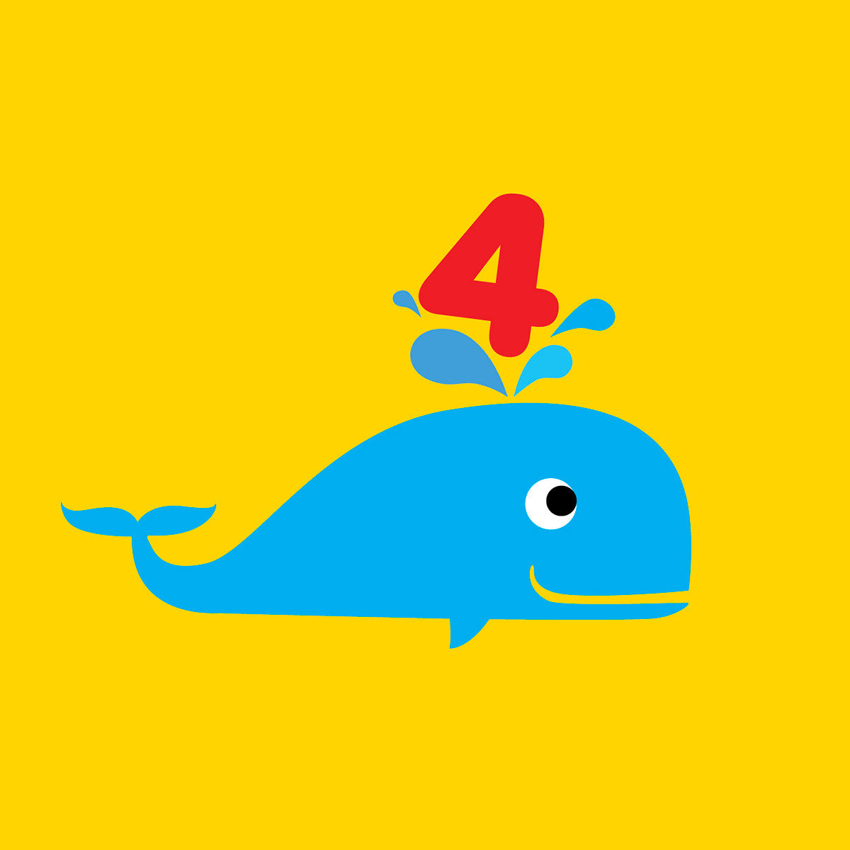 4 years old whale Birthday card