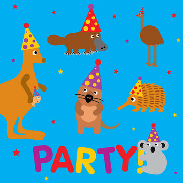 Australian animals party card