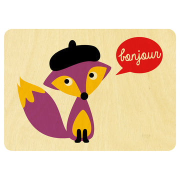 French Mr Fox wooden card