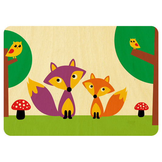 Mr and Mrs Fox wooden card