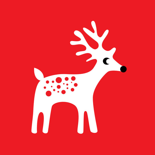 White reindeer Christmas card