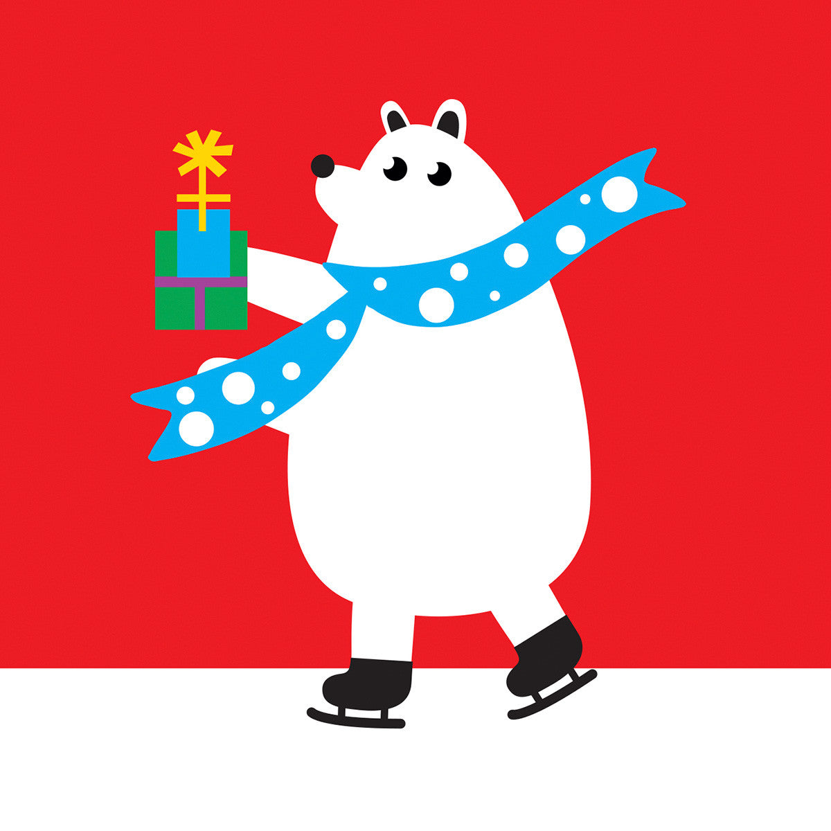 Ice skating Polar bear Christmas card