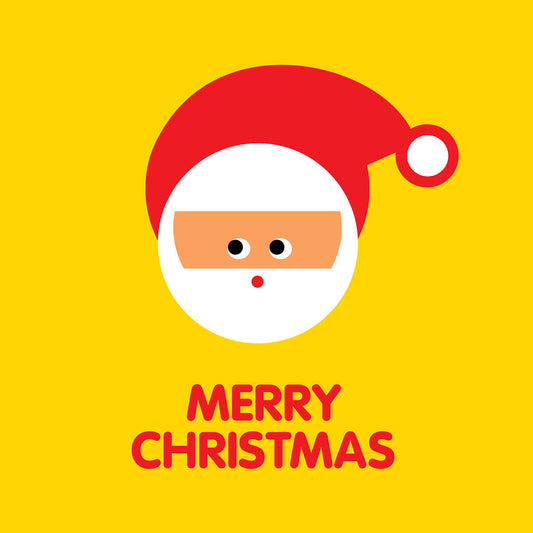 Santa on yellow Christmas card