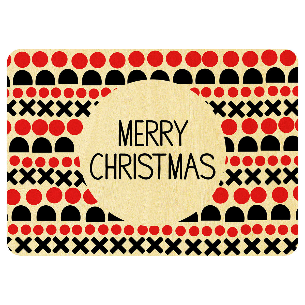 Crosses and noughts Christmas wooden card